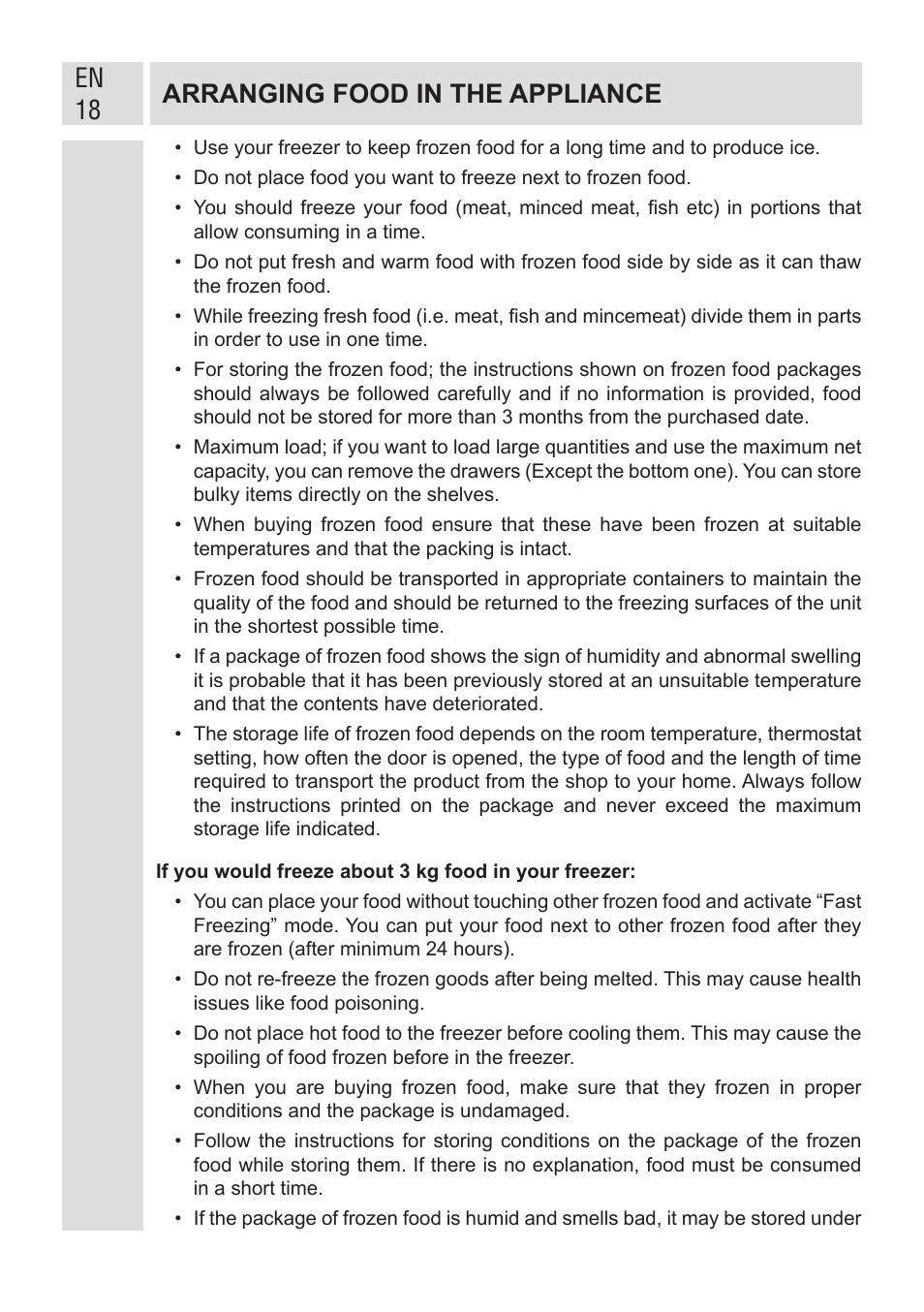 En 18 arranging food in the appliance | GRAM FSI 401754 N/1 User Manual | Page 18 / 123