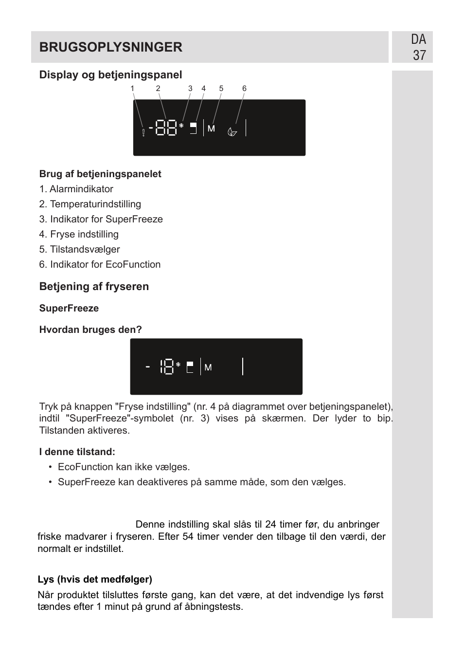 Da 37 brugsoplysninger | GRAM FSI 401754 N/1 User Manual | Page 37 / 123