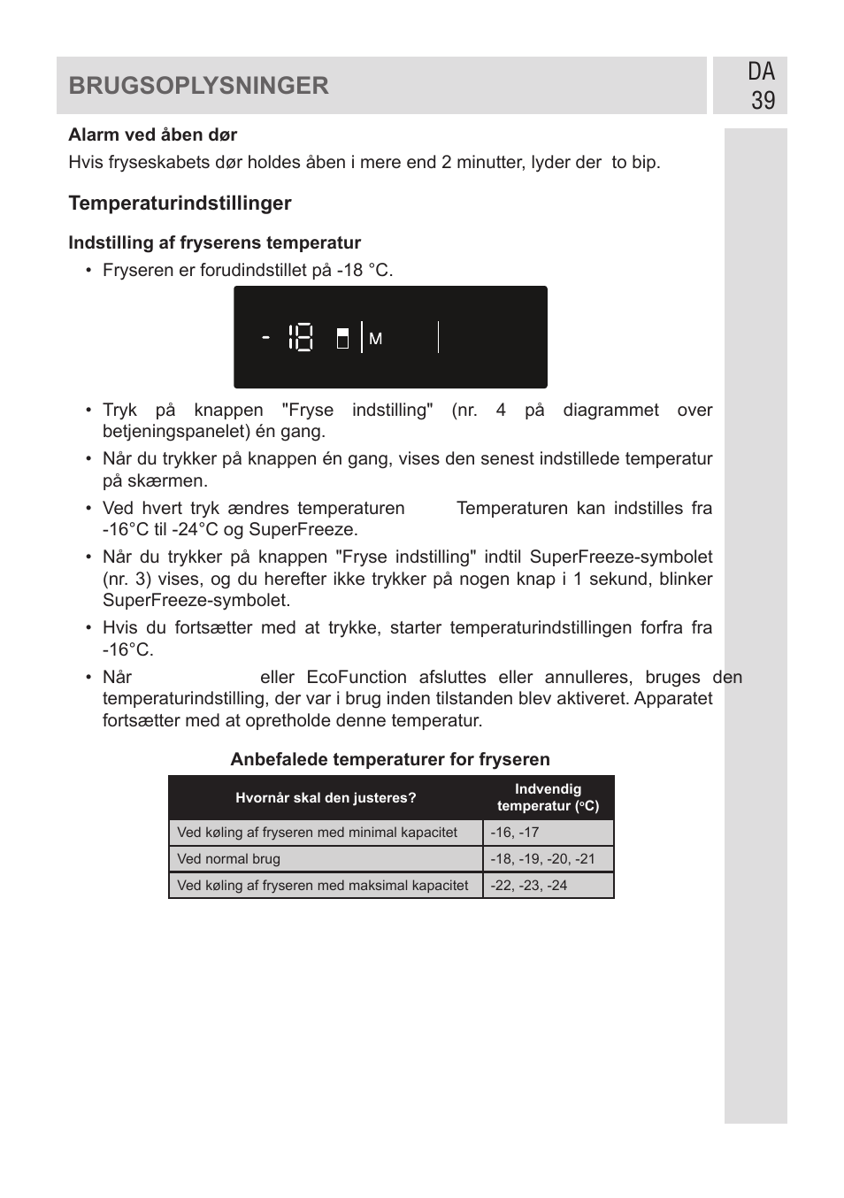 Da 39 brugsoplysninger | GRAM FSI 401754 N/1 User Manual | Page 39 / 123