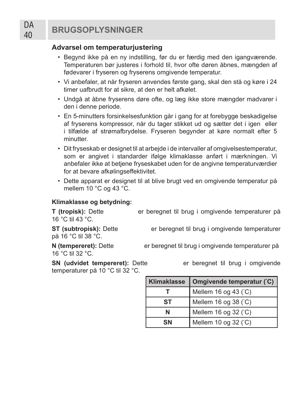 Da 40 brugsoplysninger | GRAM FSI 401754 N/1 User Manual | Page 40 / 123