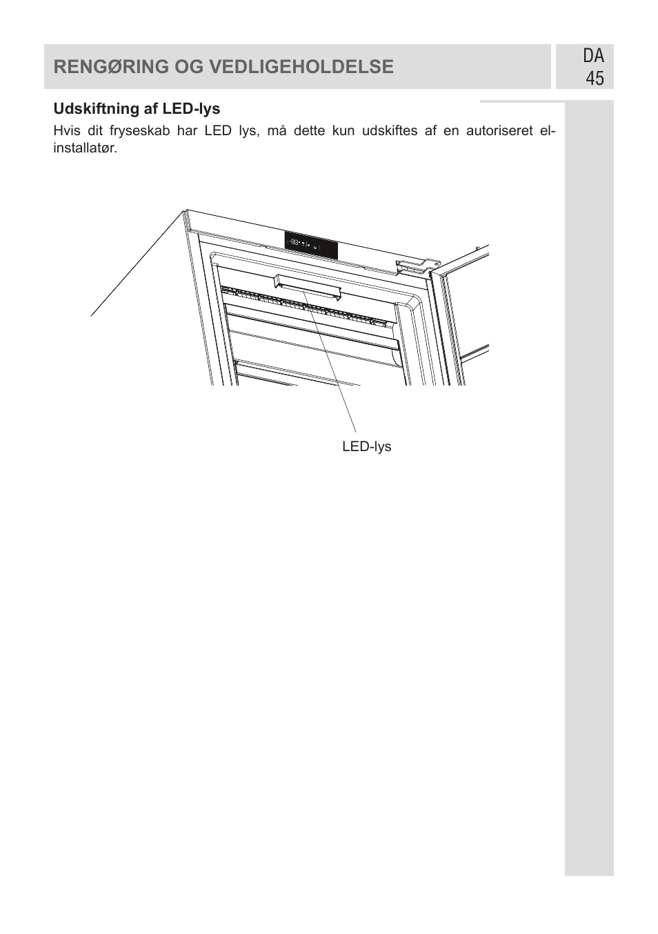 Da 45, Rengøring og vedligeholdelse | GRAM FSI 401754 N/1 User Manual | Page 45 / 123