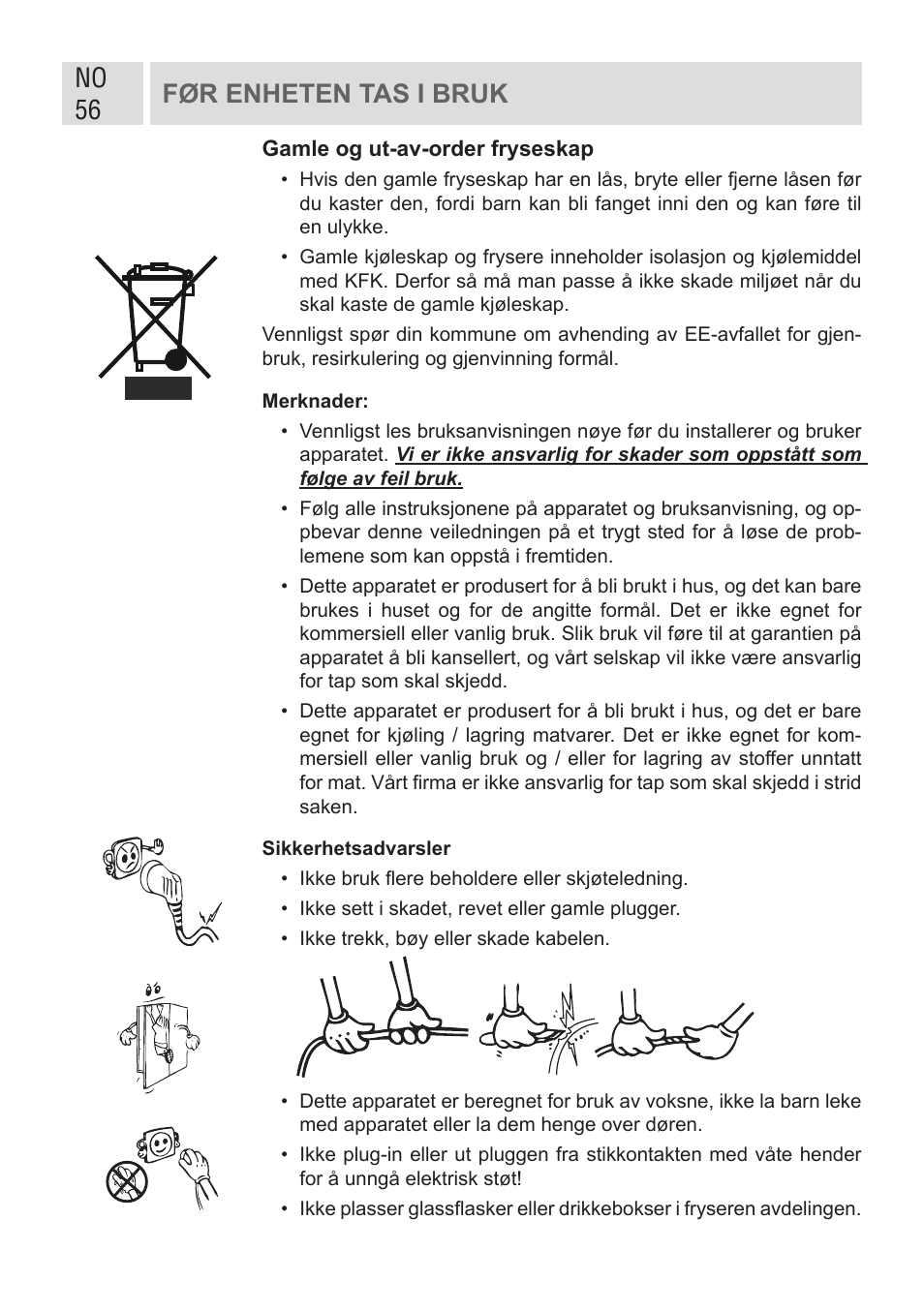 No 56 før enheten tas i bruk | GRAM FSI 401754 N/1 User Manual | Page 56 / 123