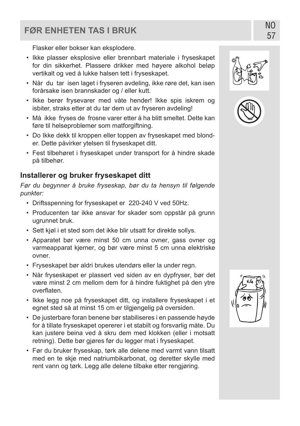 No 57 før enheten tas i bruk | GRAM FSI 401754 N/1 User Manual | Page 57 / 123