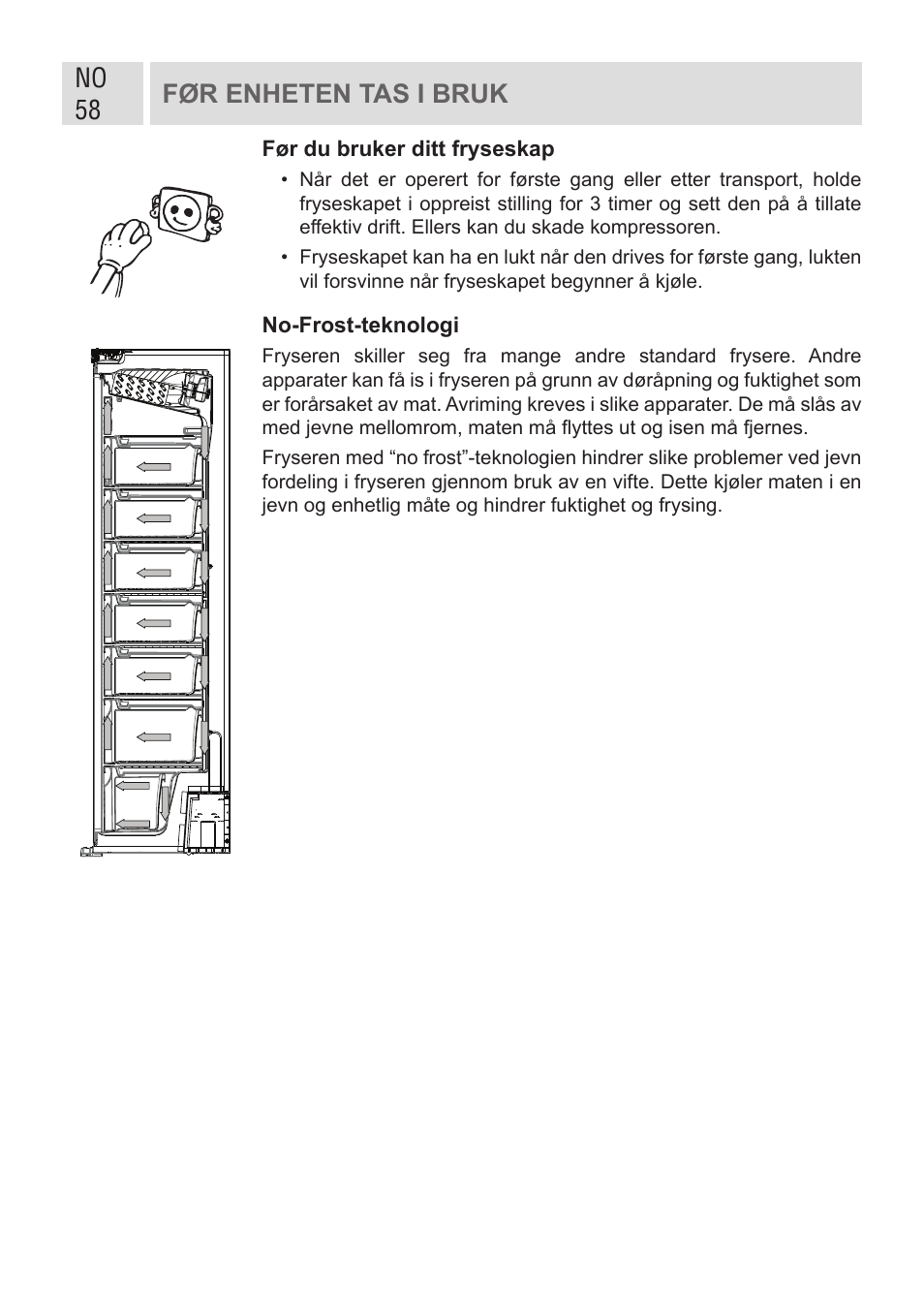 No 58 før enheten tas i bruk | GRAM FSI 401754 N/1 User Manual | Page 58 / 123