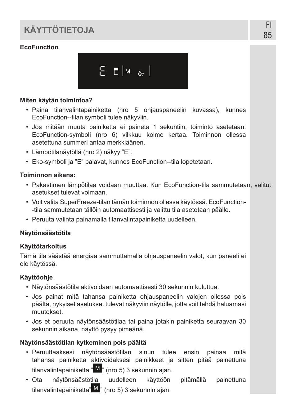 Fi 85 käyttötietoja | GRAM FSI 401754 N/1 User Manual | Page 85 / 123