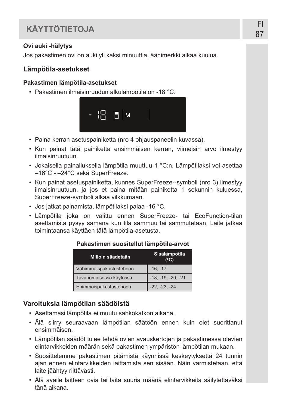 Fi 87 käyttötietoja | GRAM FSI 401754 N/1 User Manual | Page 87 / 123