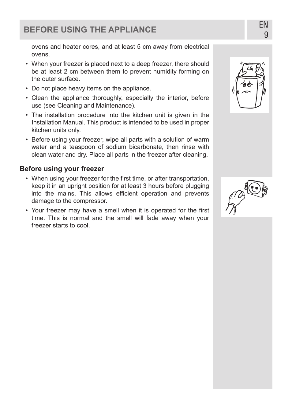 En 9 before using the appliance | GRAM FSI 401754 N/1 User Manual | Page 9 / 123