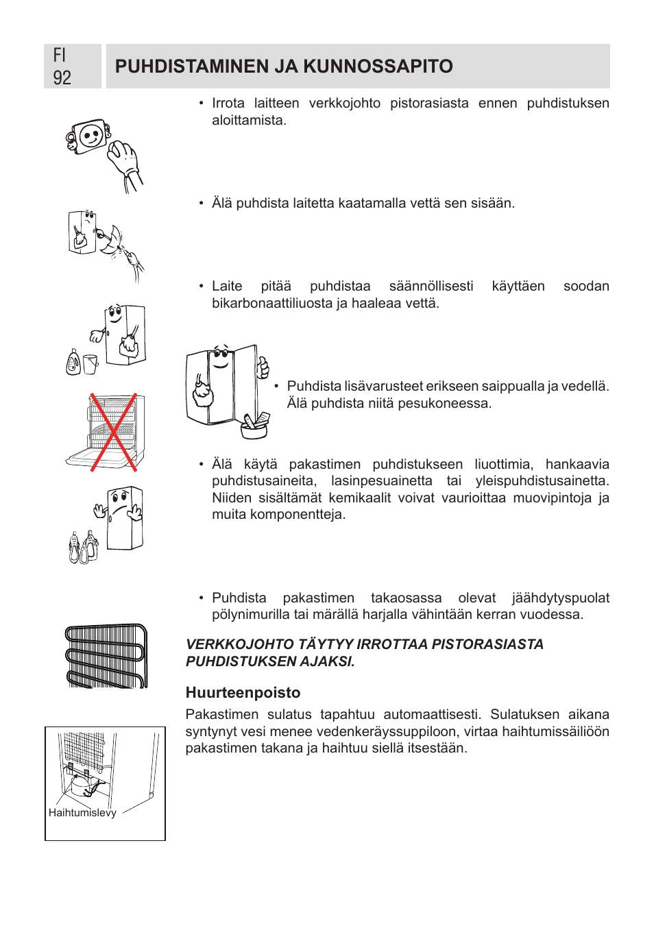 Fi 92 puhdistaminen ja kunnossapito | GRAM FSI 401754 N/1 User Manual | Page 92 / 123