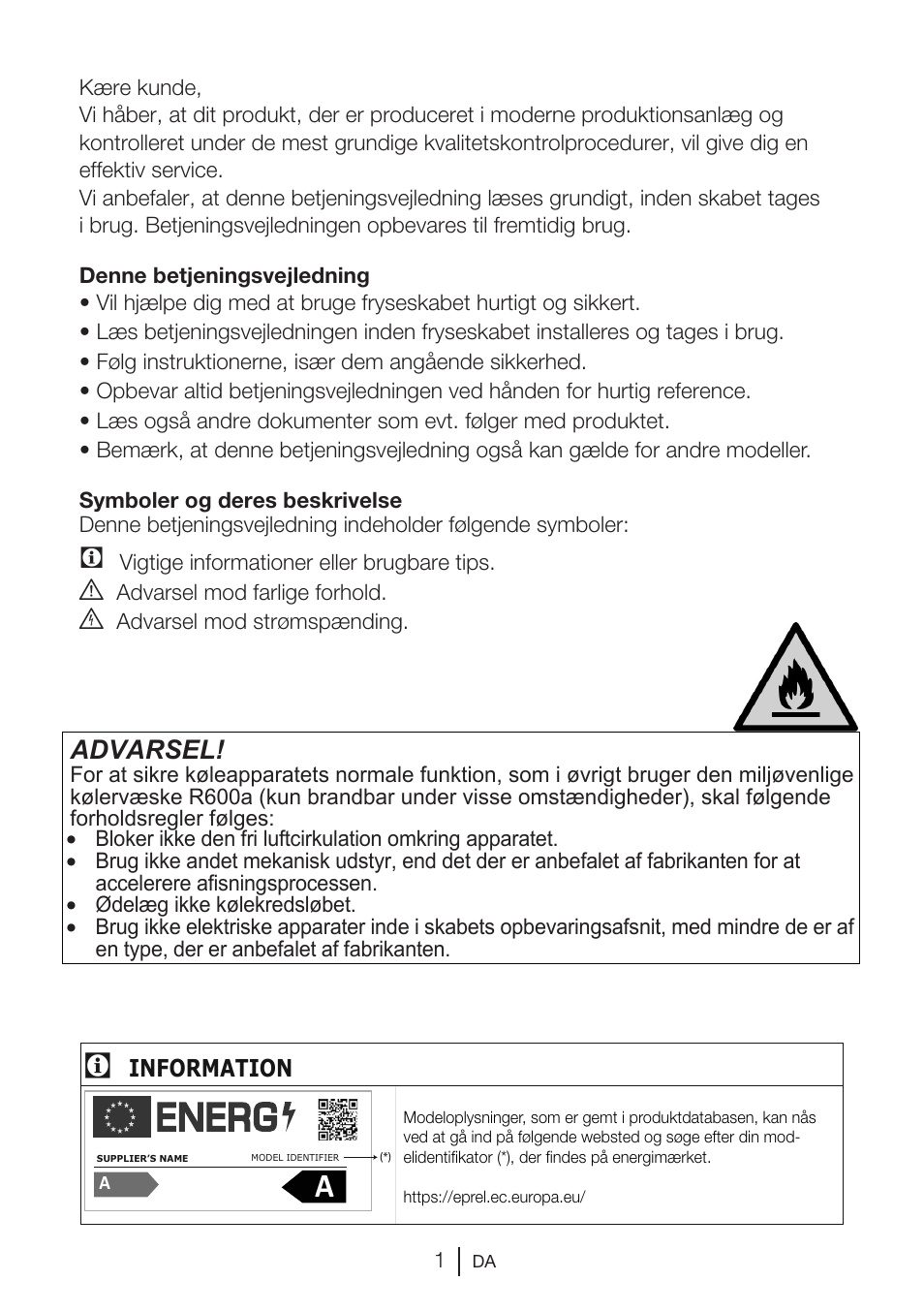 Advarsel | GRAM FSI 3225-94 N/1 User Manual | Page 2 / 64