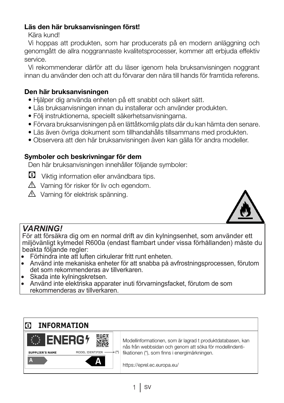 Varning | GRAM FSI 3225-94 N/1 User Manual | Page 25 / 64