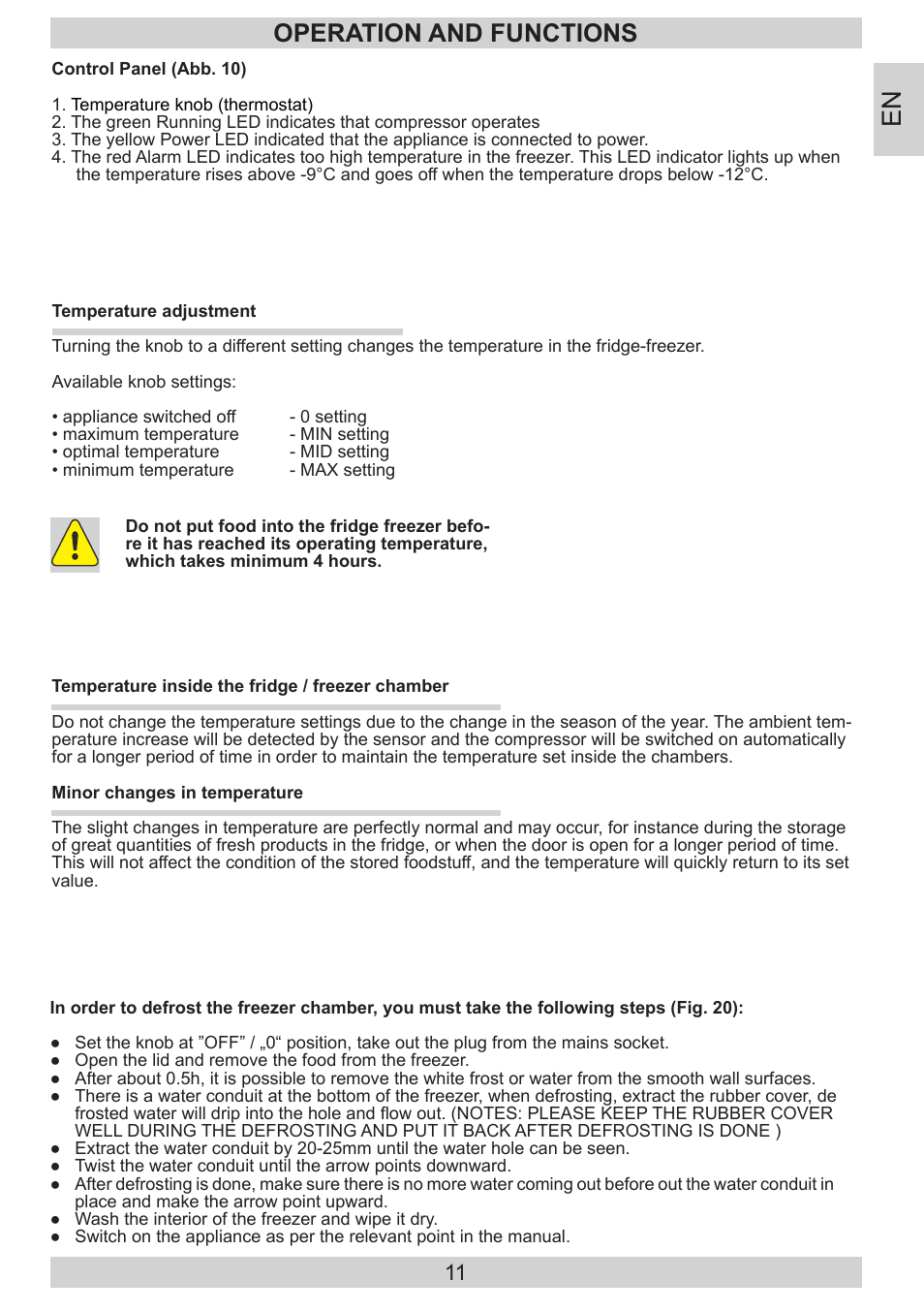 Operation and functions | GRAM FB 3413-90/1 User Manual | Page 11 / 68
