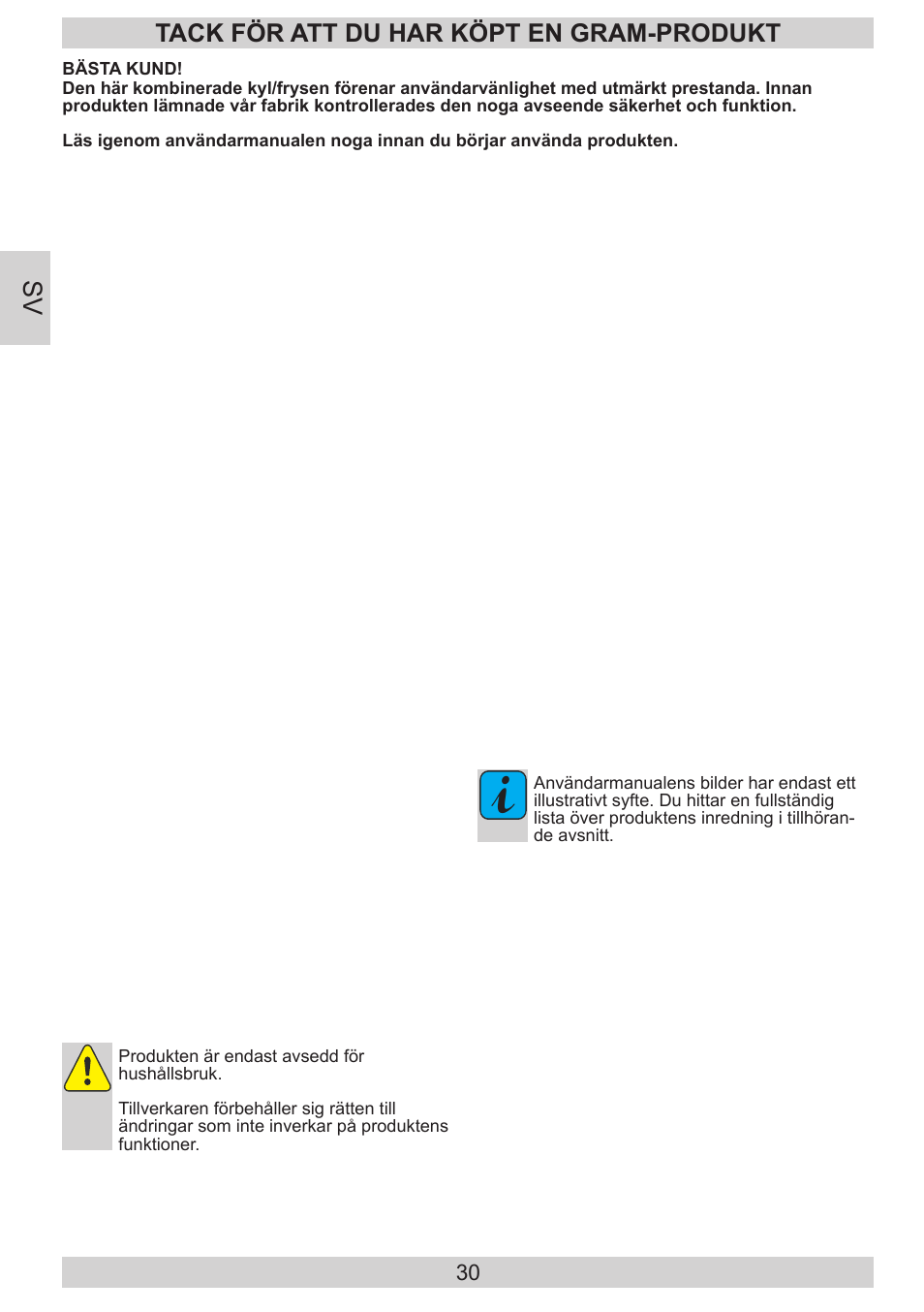 Tack för att du har köpt en gram-produkt | GRAM FB 3413-90/1 User Manual | Page 30 / 68
