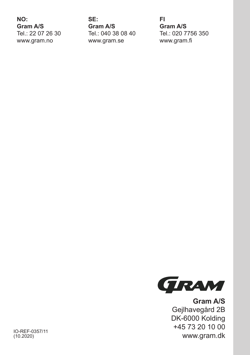 GRAM FB 3413-90/1 User Manual | Page 68 / 68