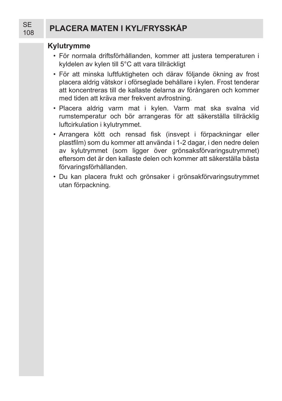 Placera maten i kyl/frysskåp | GRAM KF 482064 FN/1 User Manual | Page 109 / 124