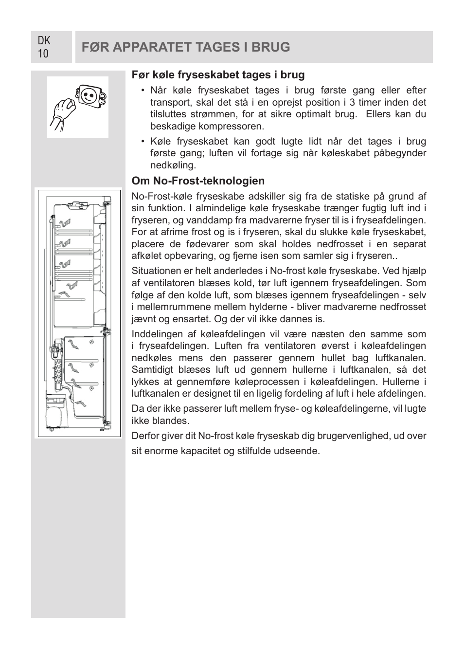 Før apparatet tages i brug | GRAM KF 482064 FN/1 User Manual | Page 11 / 124