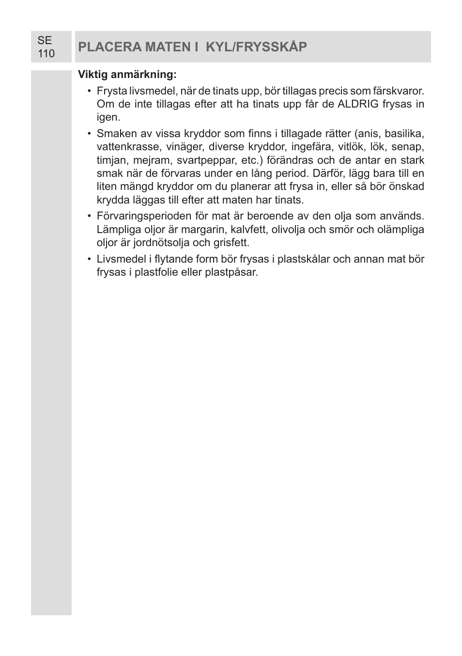 Placera maten i kyl/frysskåp | GRAM KF 482064 FN/1 User Manual | Page 111 / 124