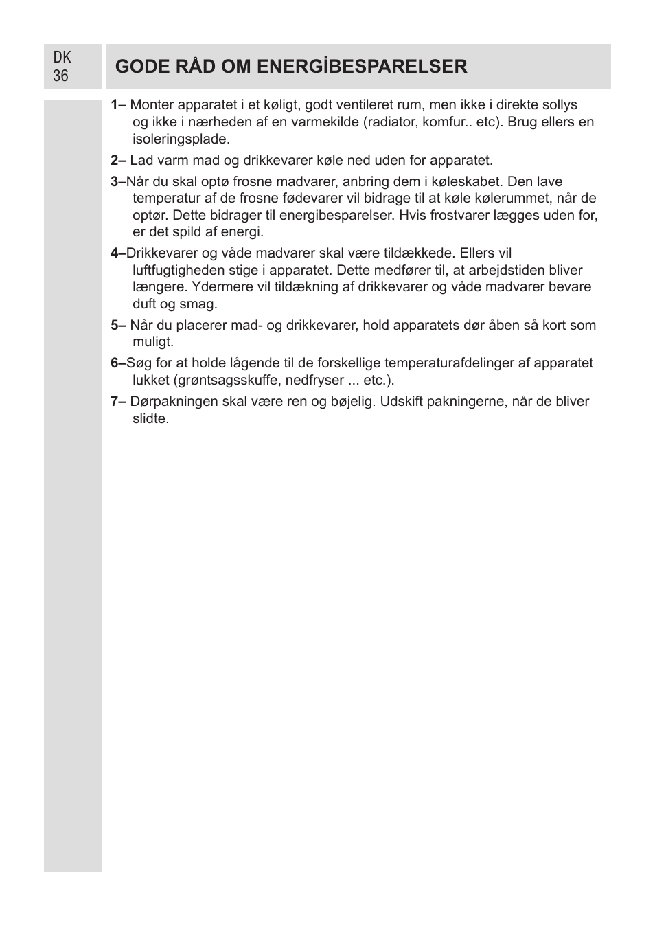Gode råd om energi̇besparelser | GRAM KF 482064 FN/1 User Manual | Page 37 / 124