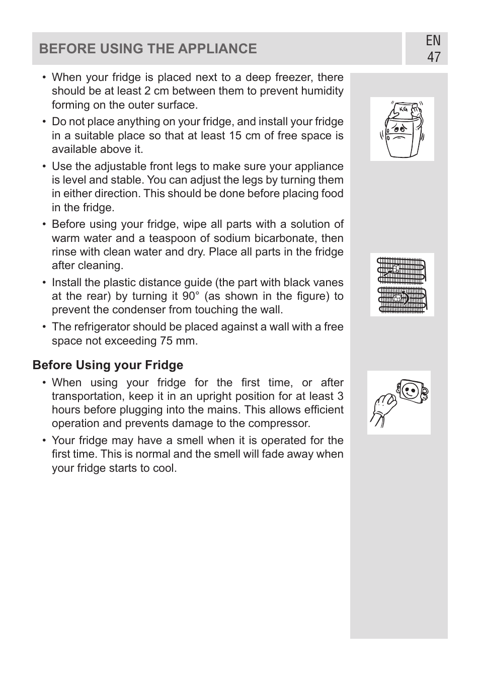 En 47 before using the appliance | GRAM KF 482064 FN/1 User Manual | Page 48 / 124