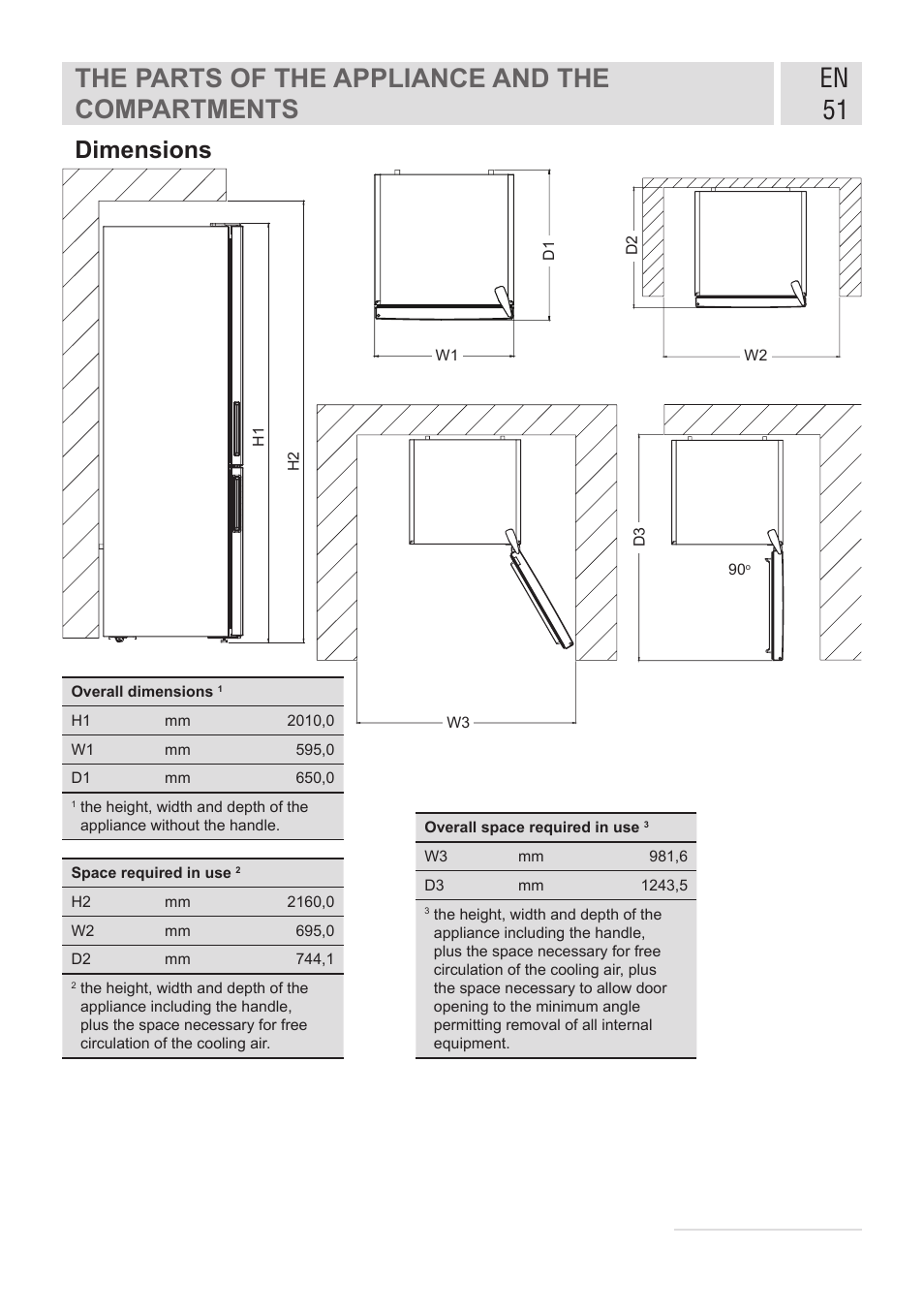 Dimensions | GRAM KF 482064 FN/1 User Manual | Page 52 / 124