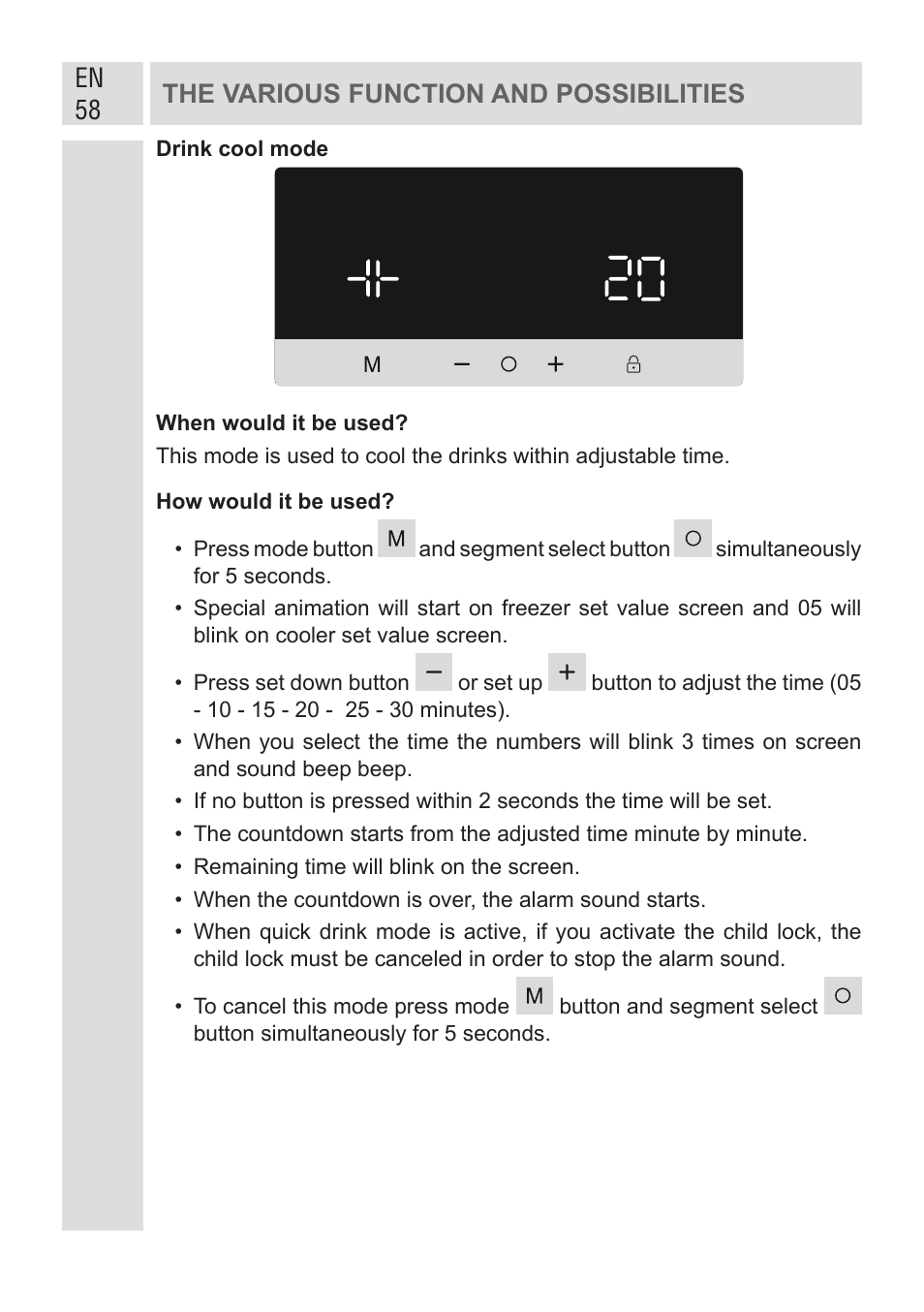 En 58 the various function and possibilities | GRAM KF 482064 FN/1 User Manual | Page 59 / 124
