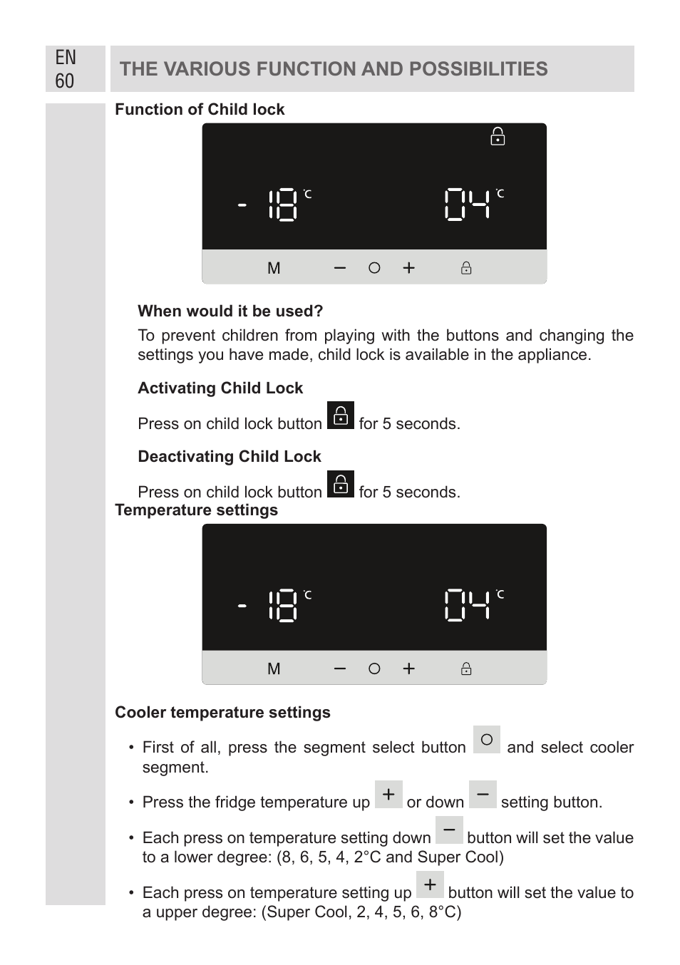 En 60 the various function and possibilities | GRAM KF 482064 FN/1 User Manual | Page 61 / 124