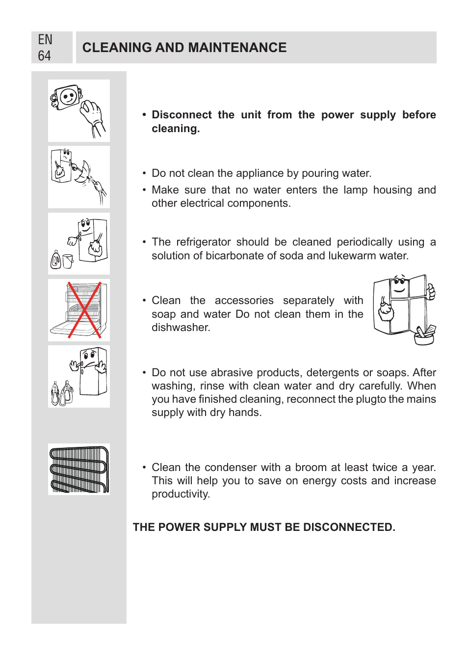En 64 cleaning and maintenance | GRAM KF 482064 FN/1 User Manual | Page 65 / 124