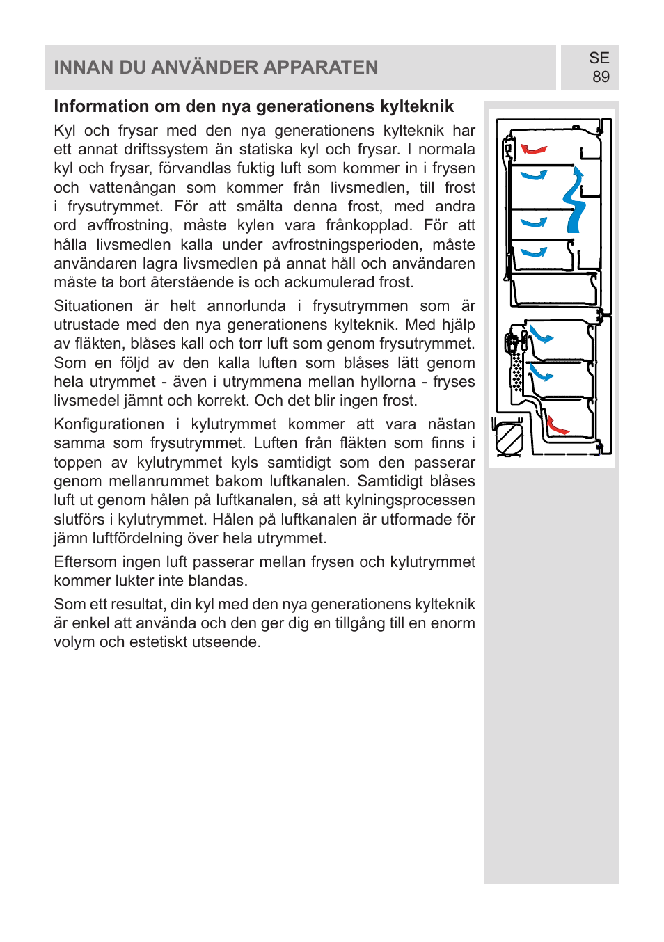 Innan du använder apparaten | GRAM KF 482064 FN/1 User Manual | Page 90 / 124