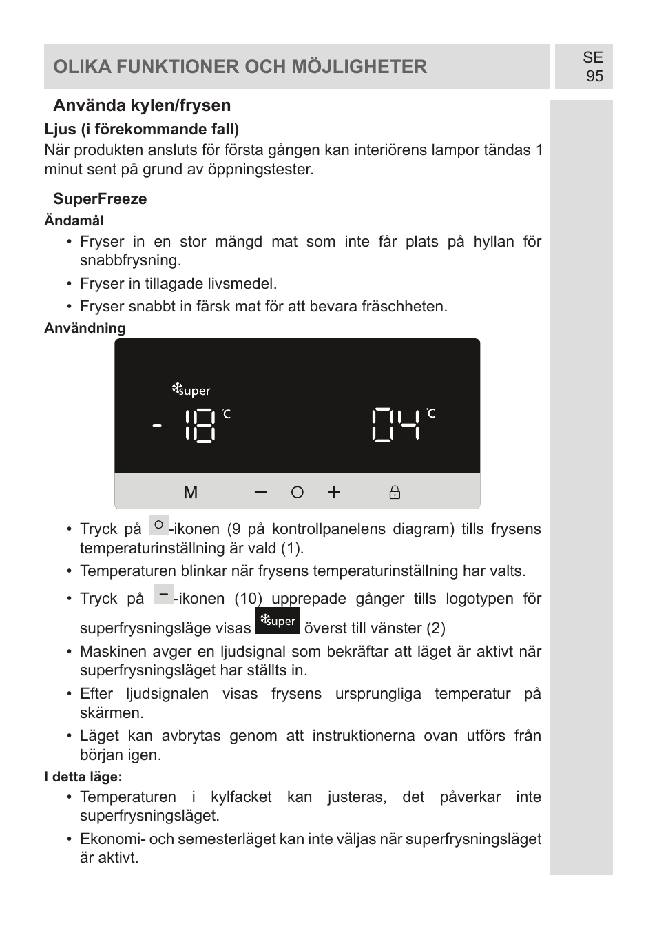 Olika funktioner och möjligheter | GRAM KF 482064 FN/1 User Manual | Page 96 / 124