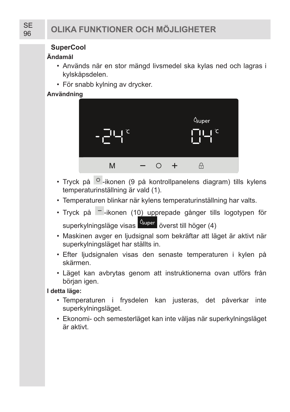 Olika funktioner och möjligheter | GRAM KF 482064 FN/1 User Manual | Page 97 / 124