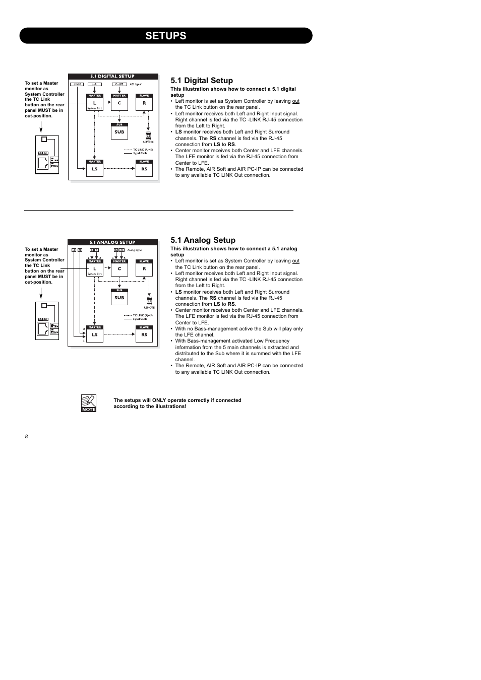Setups, 1 digital setup, 1 analog setup | Dynaudio Air Series User Manual | Page 10 / 60