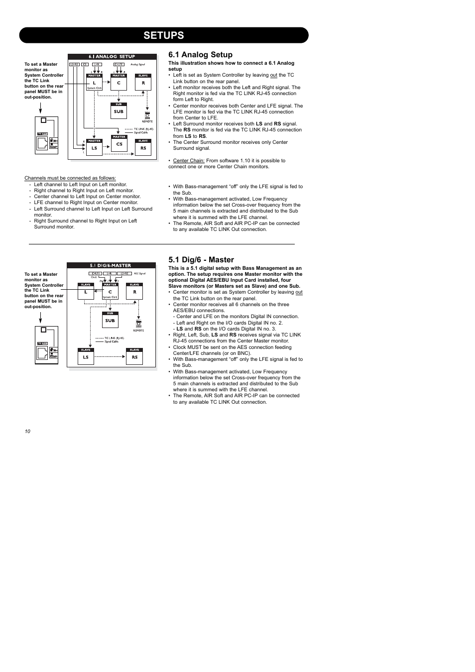 Setups, 1 analog setup, 1 dig/6 - master | Dynaudio Air Series User Manual | Page 12 / 60