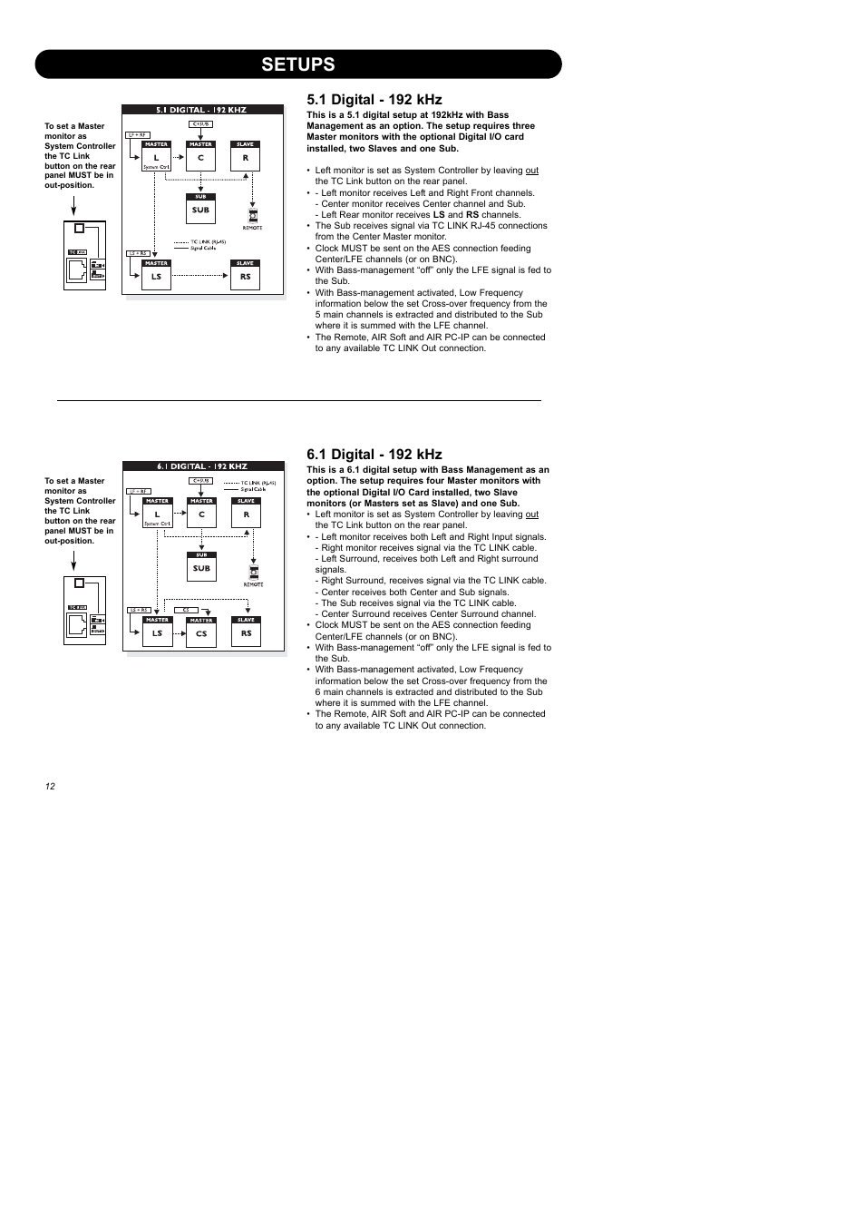 Setups, 1 digital - 192 khz | Dynaudio Air Series User Manual | Page 14 / 60