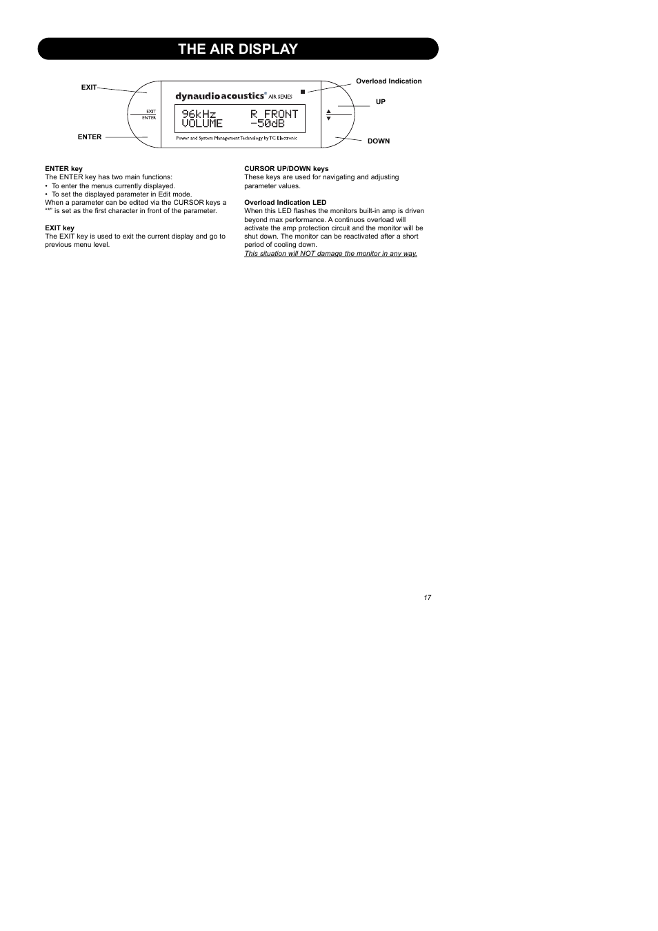 The air display | Dynaudio Air Series User Manual | Page 19 / 60