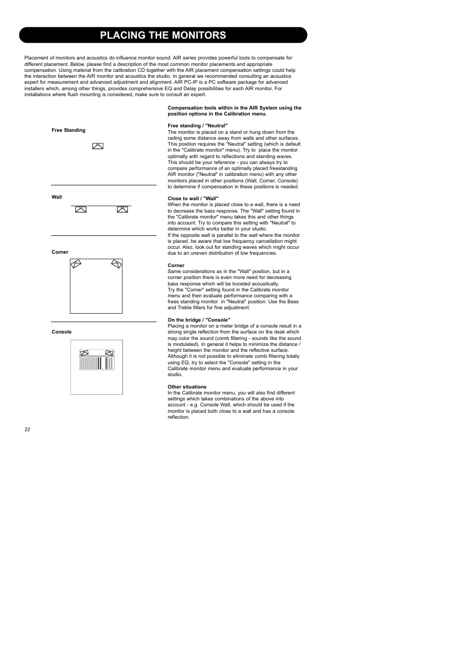 Placing the monitors | Dynaudio Air Series User Manual | Page 24 / 60
