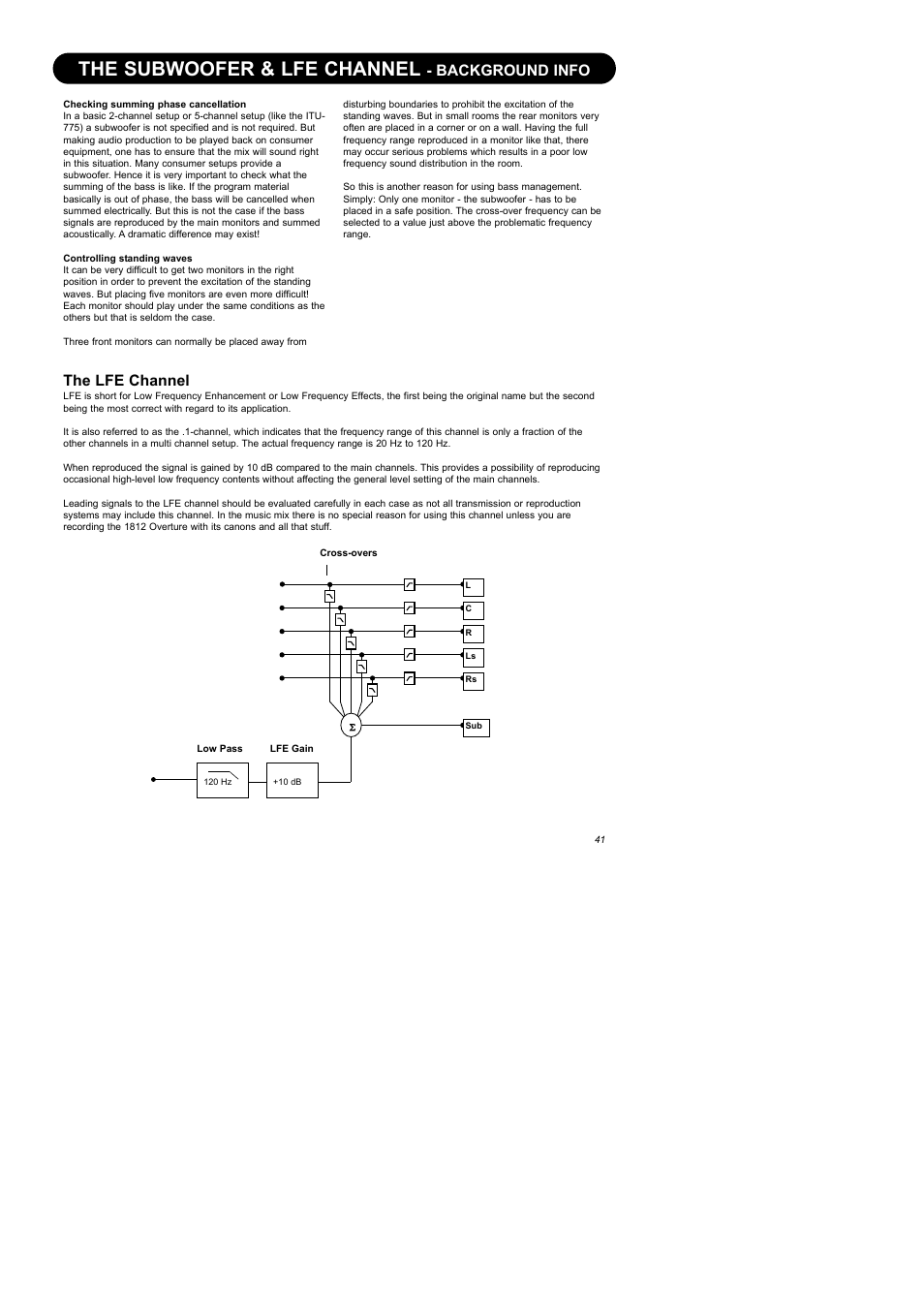 The subwoofer & lfe channel, Background info, The lfe channel | Dynaudio Air Series User Manual | Page 43 / 60