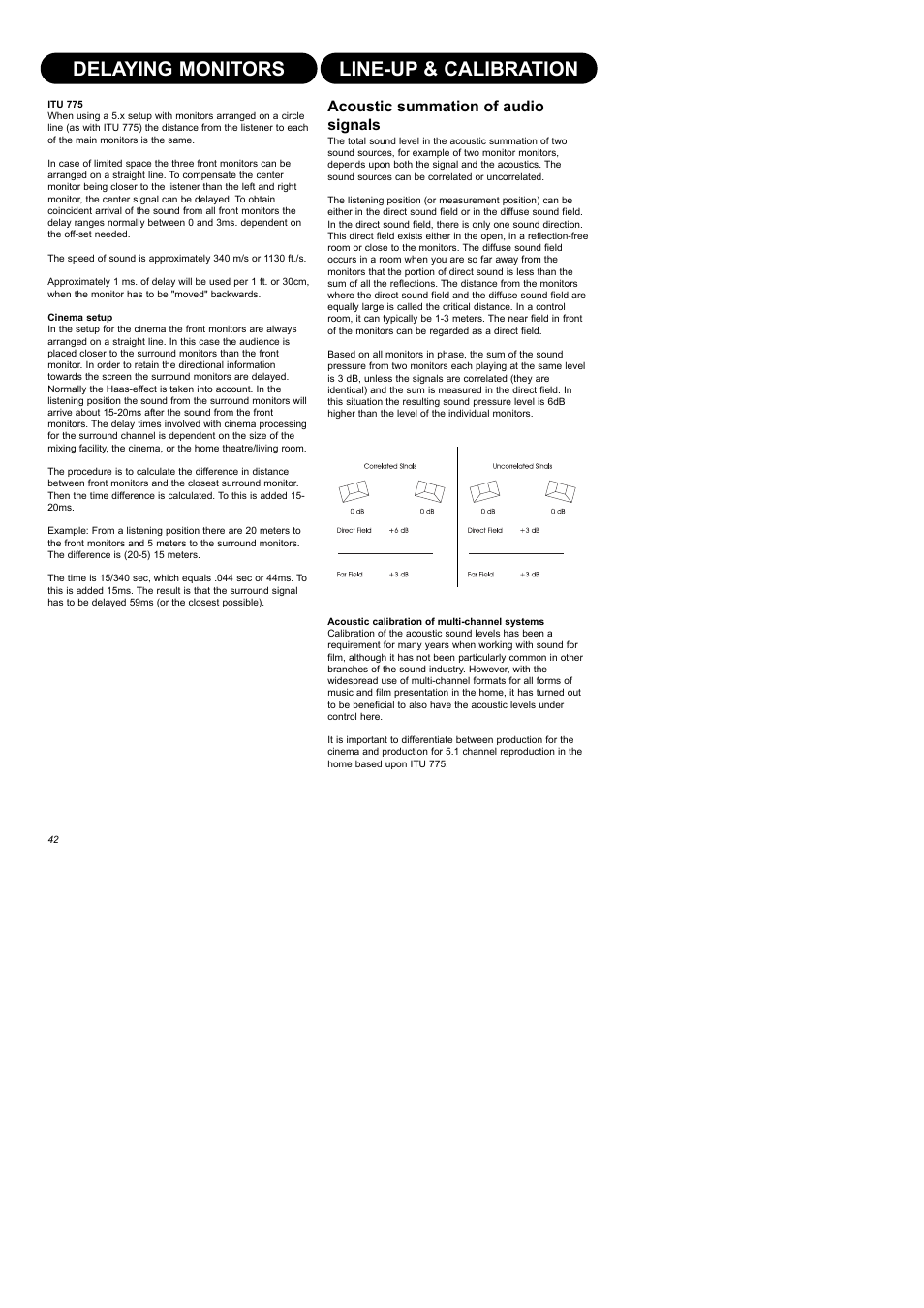 Delaying monitors line-up & calibration, Acoustic summation of audio signals | Dynaudio Air Series User Manual | Page 44 / 60