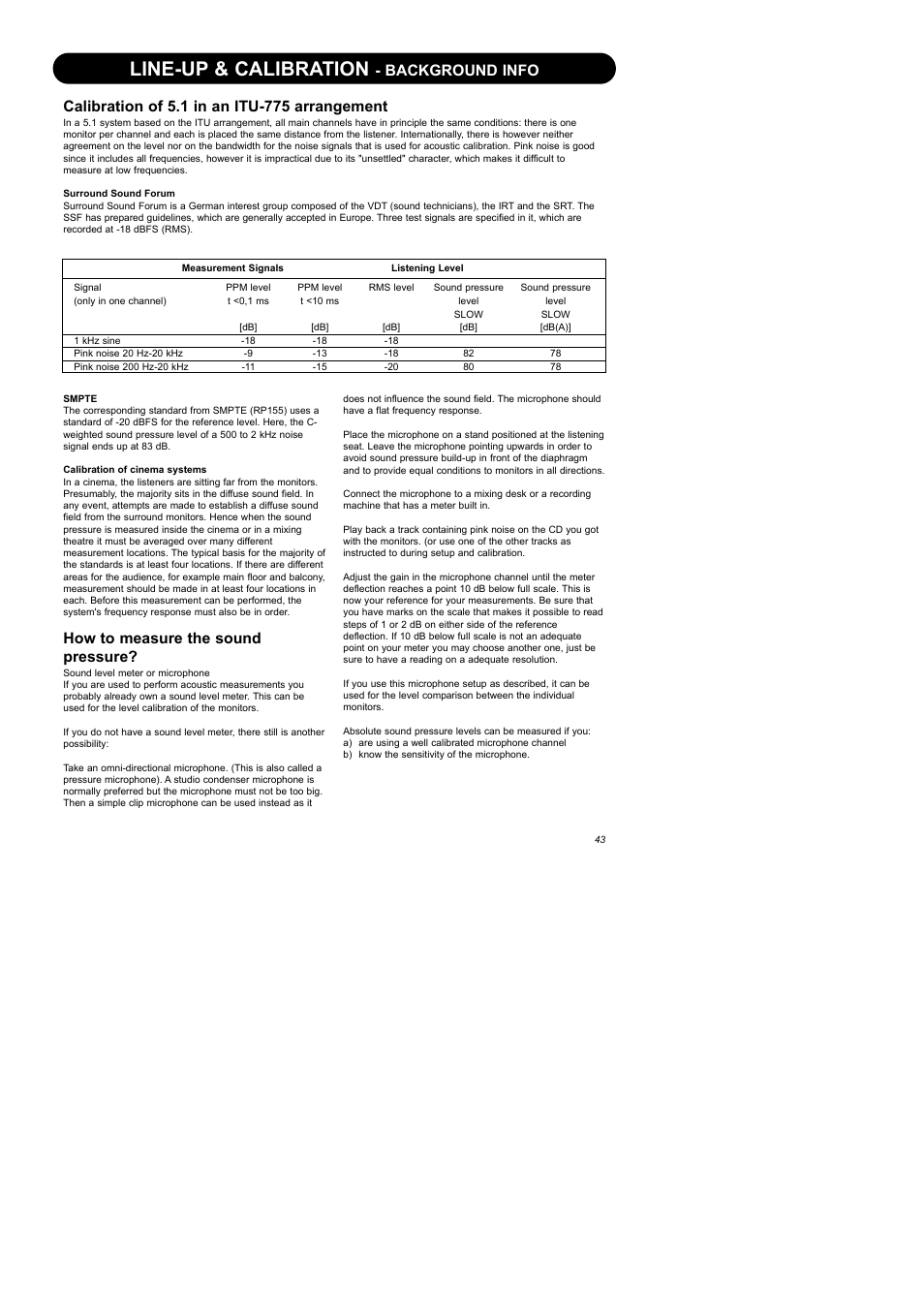 Line-up & calibration, How to measure the sound pressure | Dynaudio Air Series User Manual | Page 45 / 60