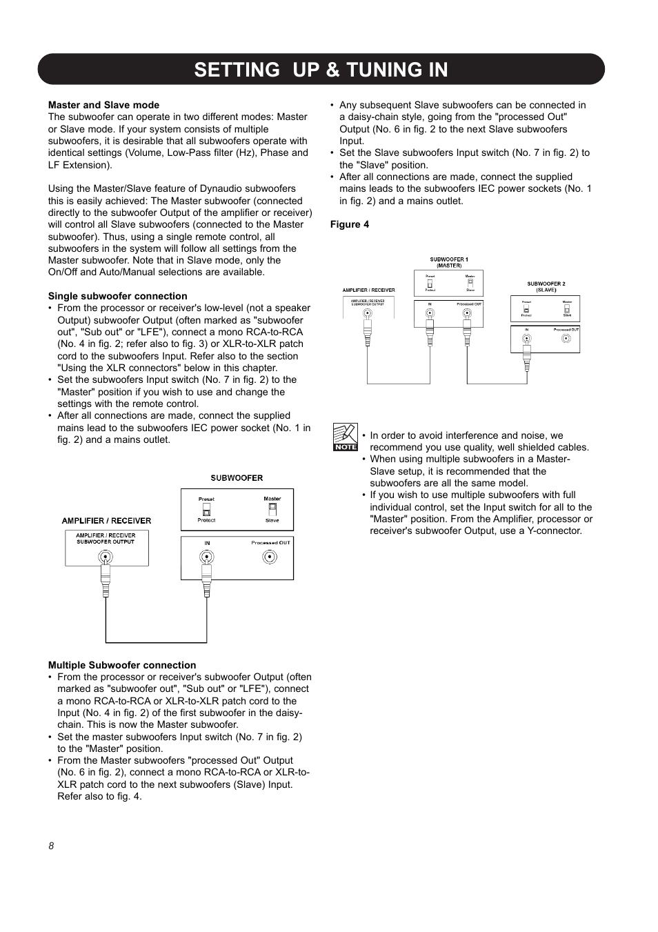 Setting up & tuning in | Dynaudio BM10S User Manual | Page 10 / 22