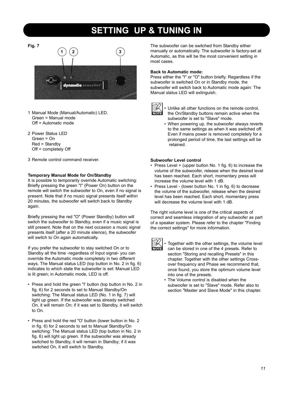Setting up & tuning in | Dynaudio BM10S User Manual | Page 13 / 22