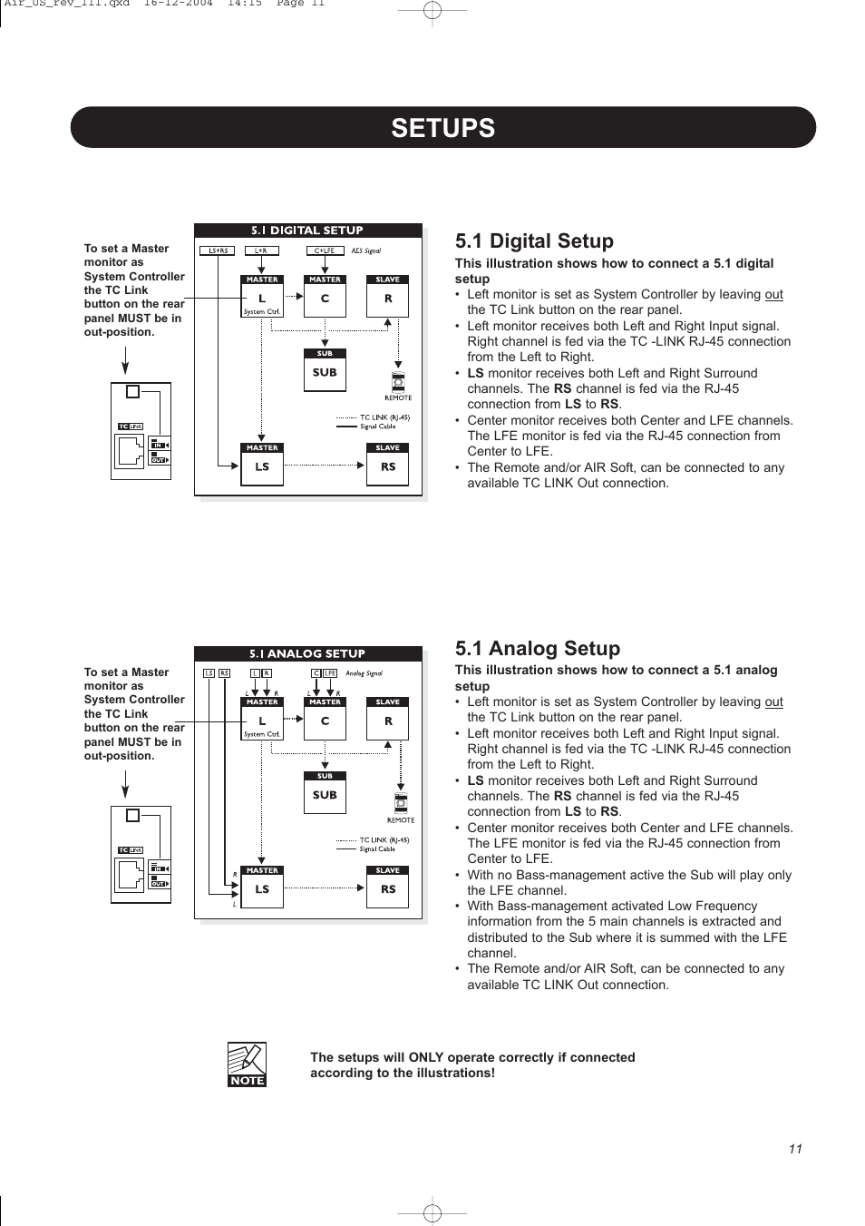 Setups, 1 digital setup, 1 analog setup | Dynaudio pmn User Manual | Page 13 / 60