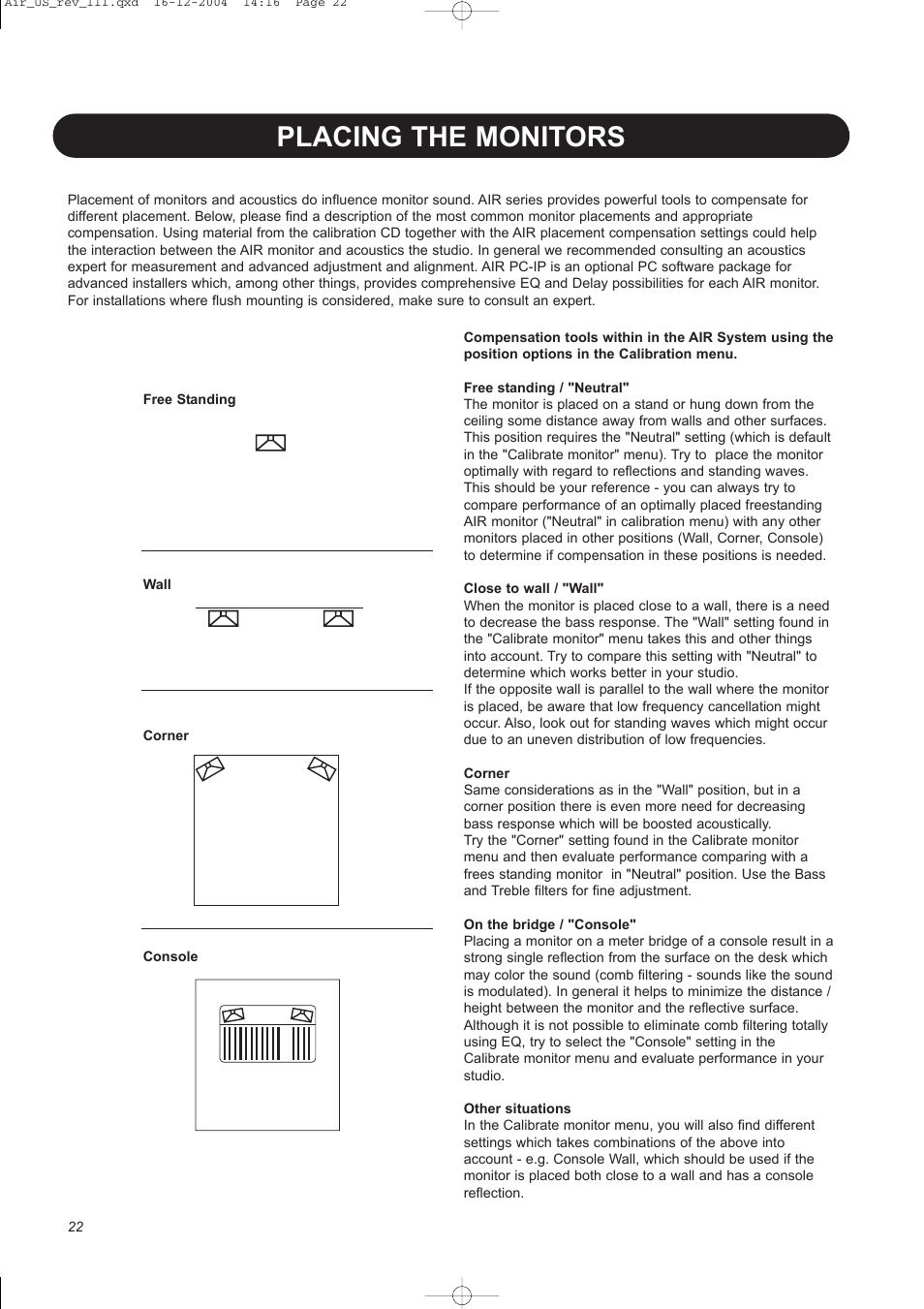 Placing the monitors | Dynaudio pmn User Manual | Page 24 / 60