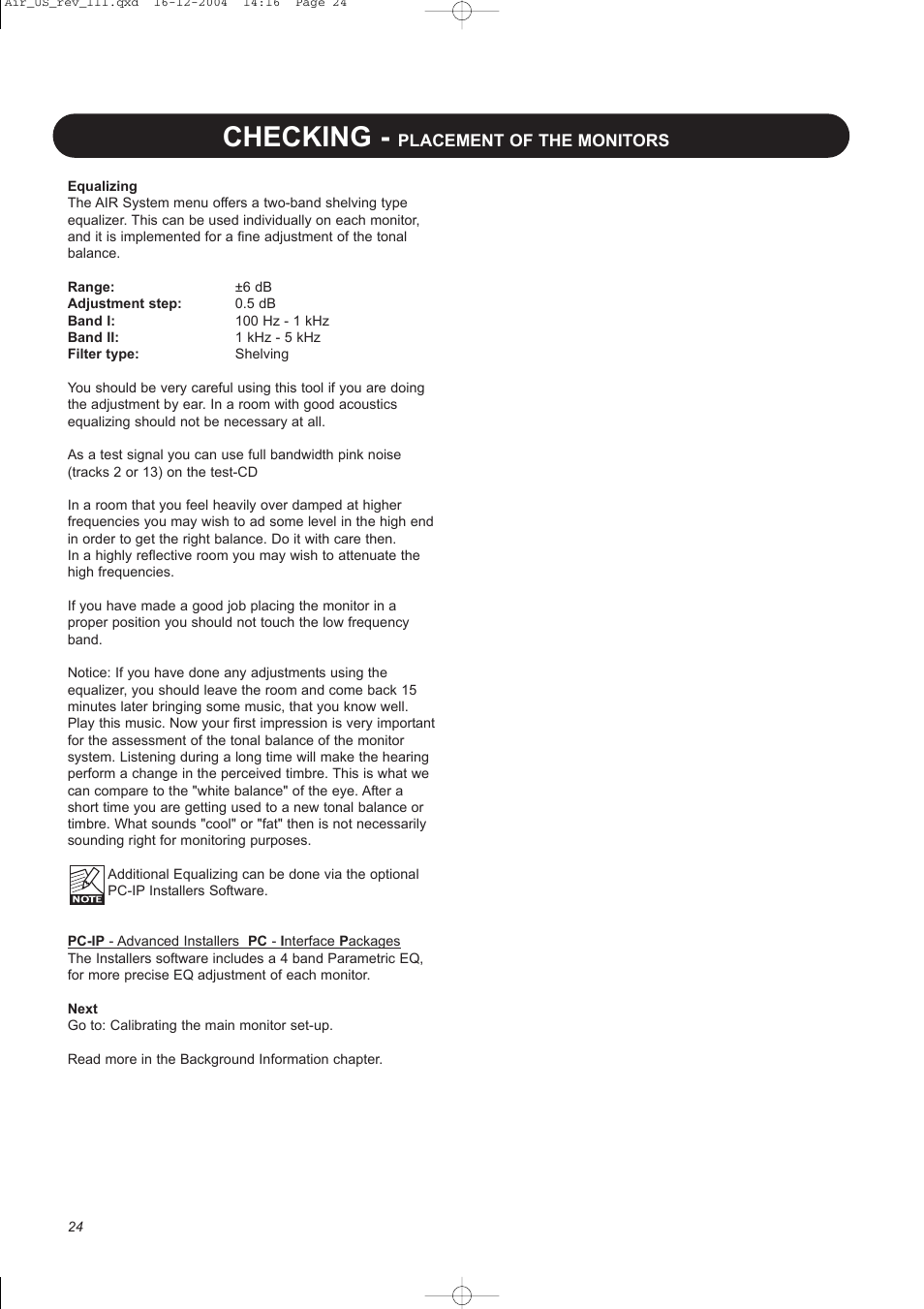 Checking | Dynaudio pmn User Manual | Page 26 / 60