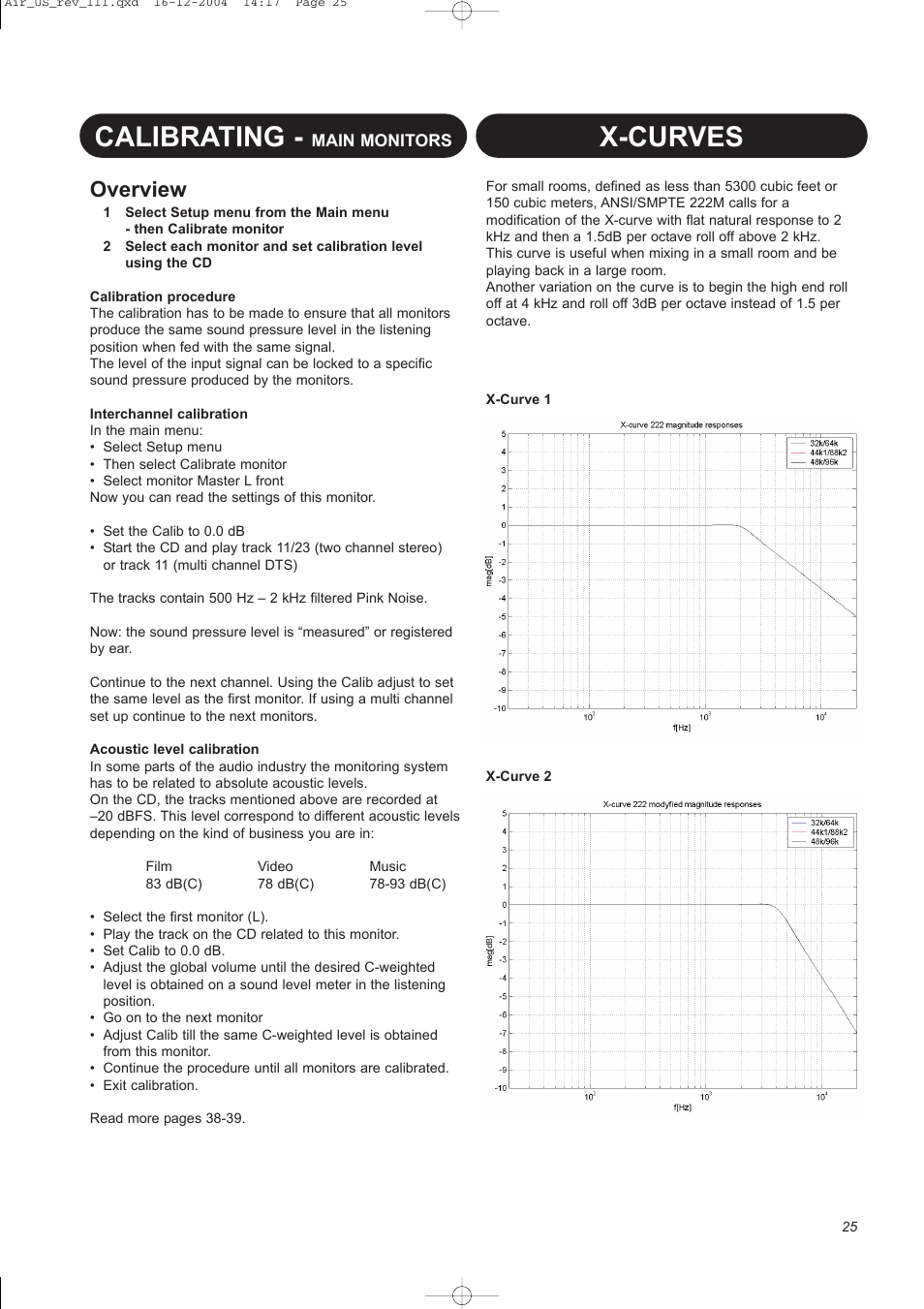 Calibrating, X-curves, Overview | Dynaudio pmn User Manual | Page 27 / 60