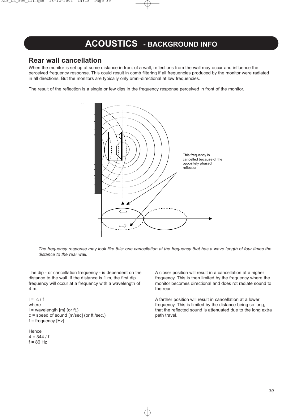 Acoustics, Background info rear wall cancellation | Dynaudio pmn User Manual | Page 41 / 60