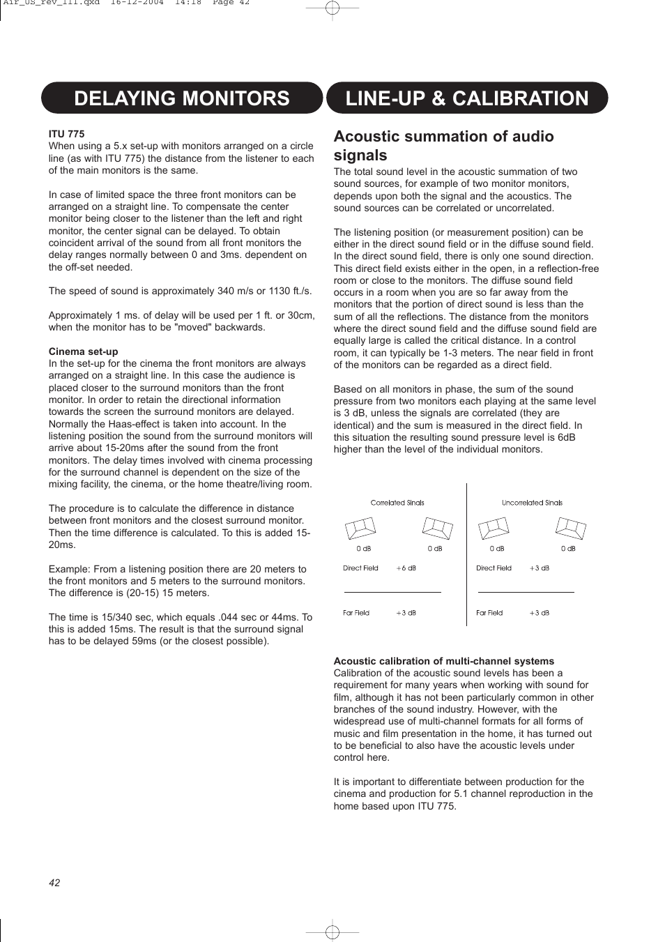 Delaying monitors line-up & calibration, Acoustic summation of audio signals | Dynaudio pmn User Manual | Page 44 / 60