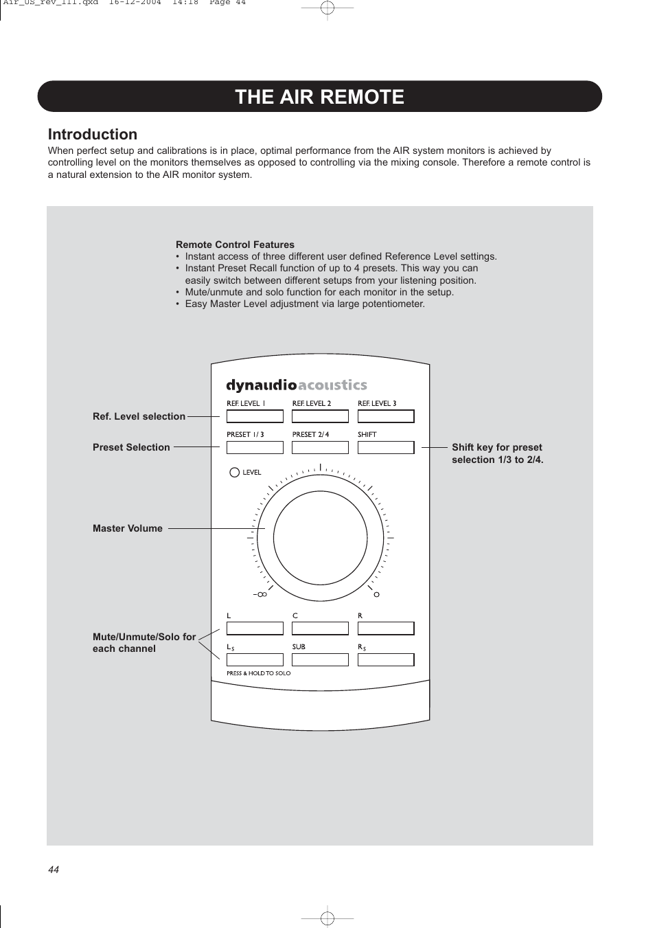 The air remote, Introduction | Dynaudio pmn User Manual | Page 46 / 60