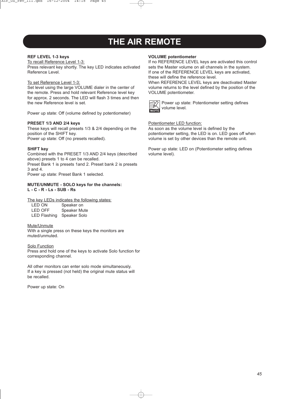 The air remote | Dynaudio pmn User Manual | Page 47 / 60