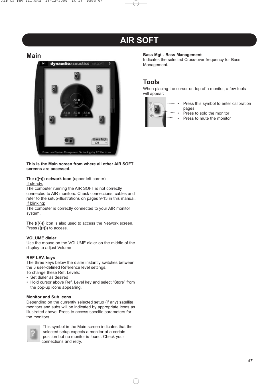 Air soft, Main, Tools | Dynaudio pmn User Manual | Page 49 / 60