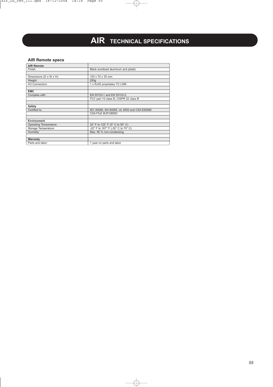 Technical specifications | Dynaudio pmn User Manual | Page 57 / 60