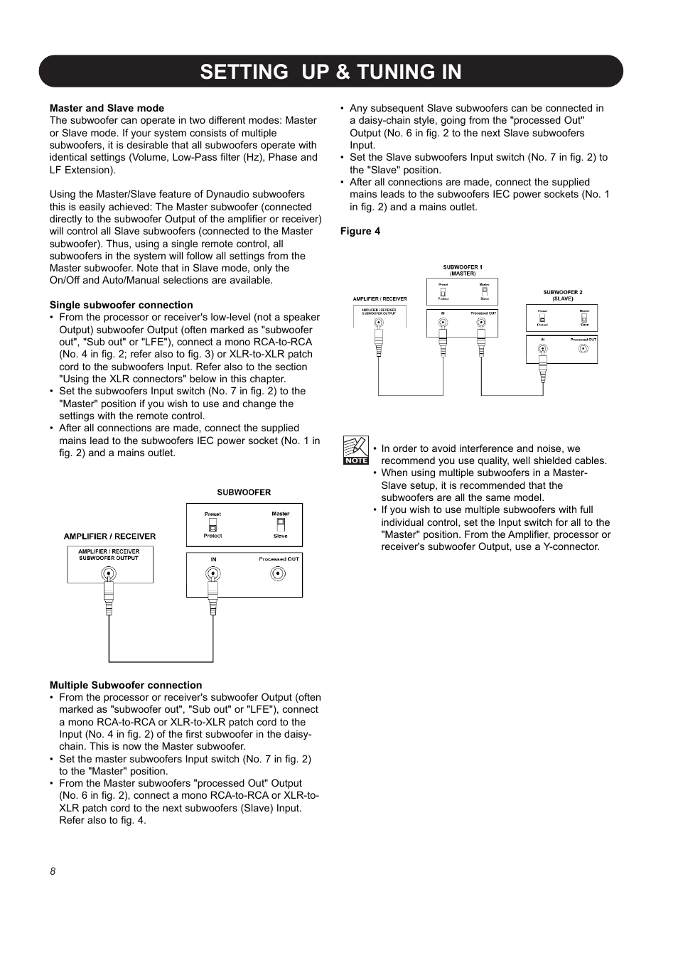 Setting up & tuning in | Dynaudio BM 10S User Manual | Page 10 / 22